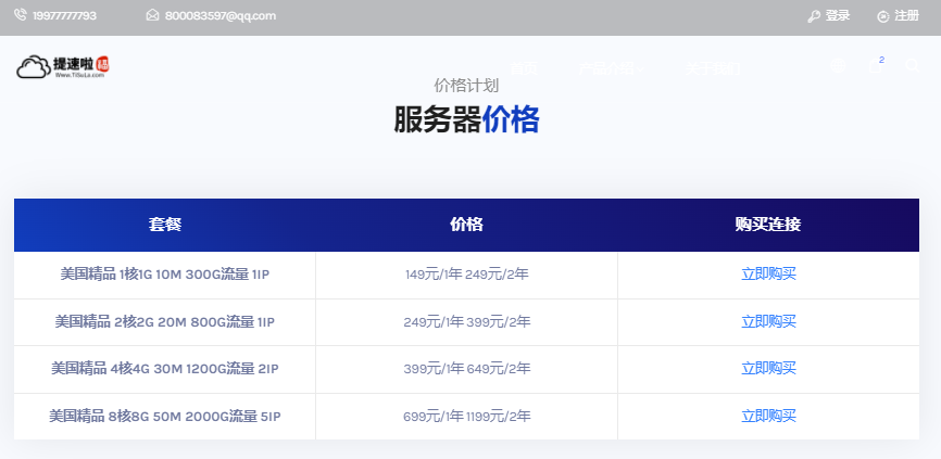 提速啦网络 香港300M大带宽云服务器  美国Cera服务器